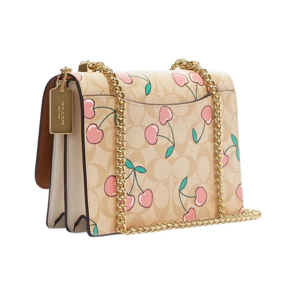 Coach Klare 22 Heart Cherry Print Coated Canvas And Smooth Leather Shoulder Crossbody Bag Small Women Bags Brown White CE610-IMOT4