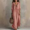 New Striped Ruffled High Waist V-Neck Loose Dress