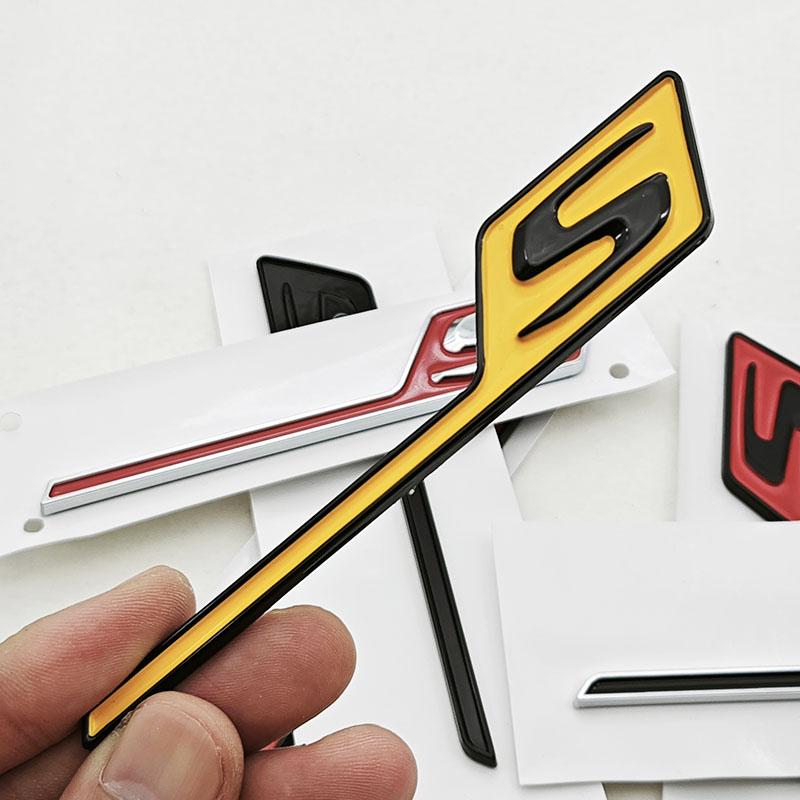 NEW 3D ABS Chrome Black Yellow S Badge Emblem Car Trunk Sticker For AMG S C63S E63S GLE63S SKAL5 GLS63S GTS CLA45S Exterior Accessorie