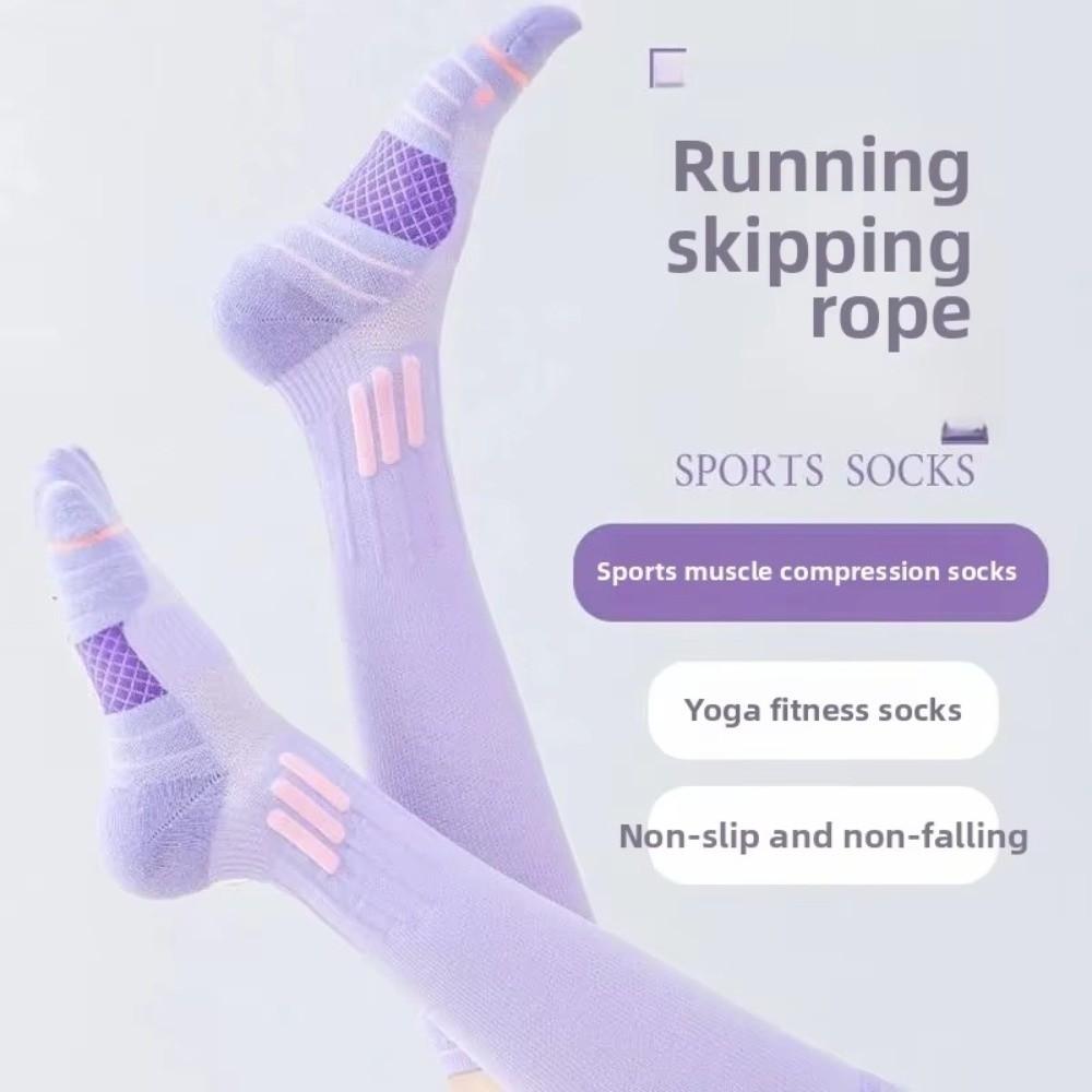 New Compression Fitness Long Tube Socks Elastic Anti-slip Sport Leg Pressure Sock Running Skipping Yoga Socks For Running Jump