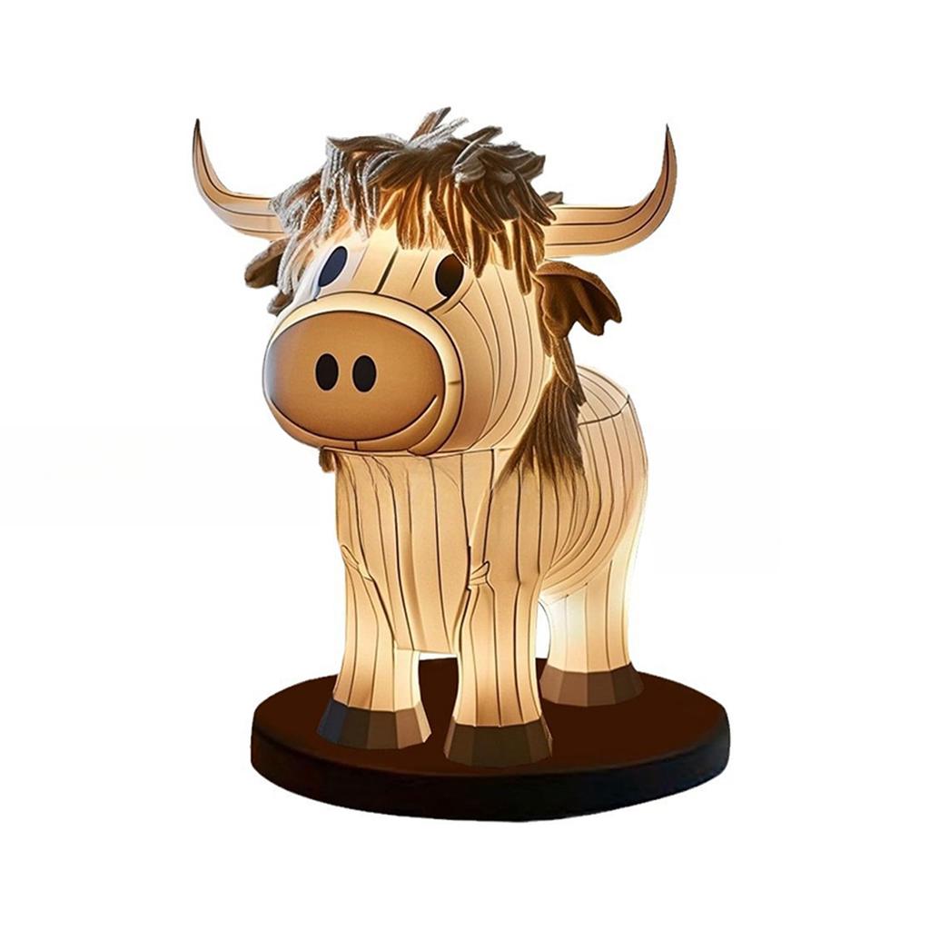 Yak Table Lamp Lighted Calf Animal Desk Light Ornament for Home Bedroom Bedside Decor