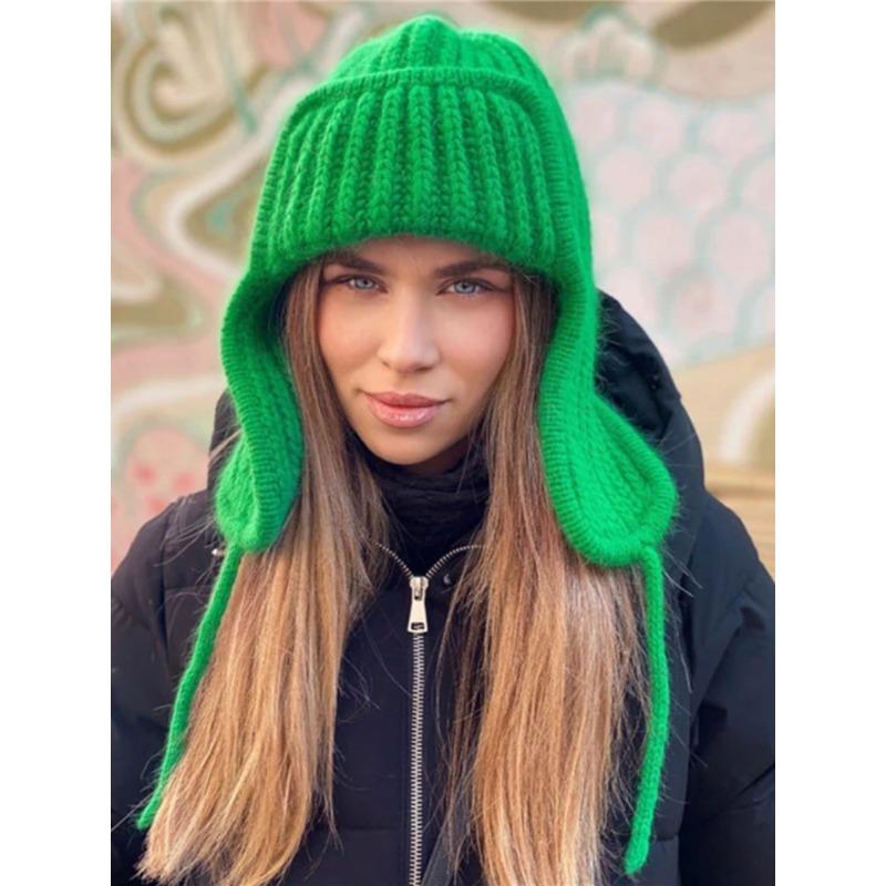 

2020Бомбер шапки осень зима вязаные шапки женские досуг стиль отбортовка завязка защита ушей ветрозащитная теплая шапка модная зимняя шапка