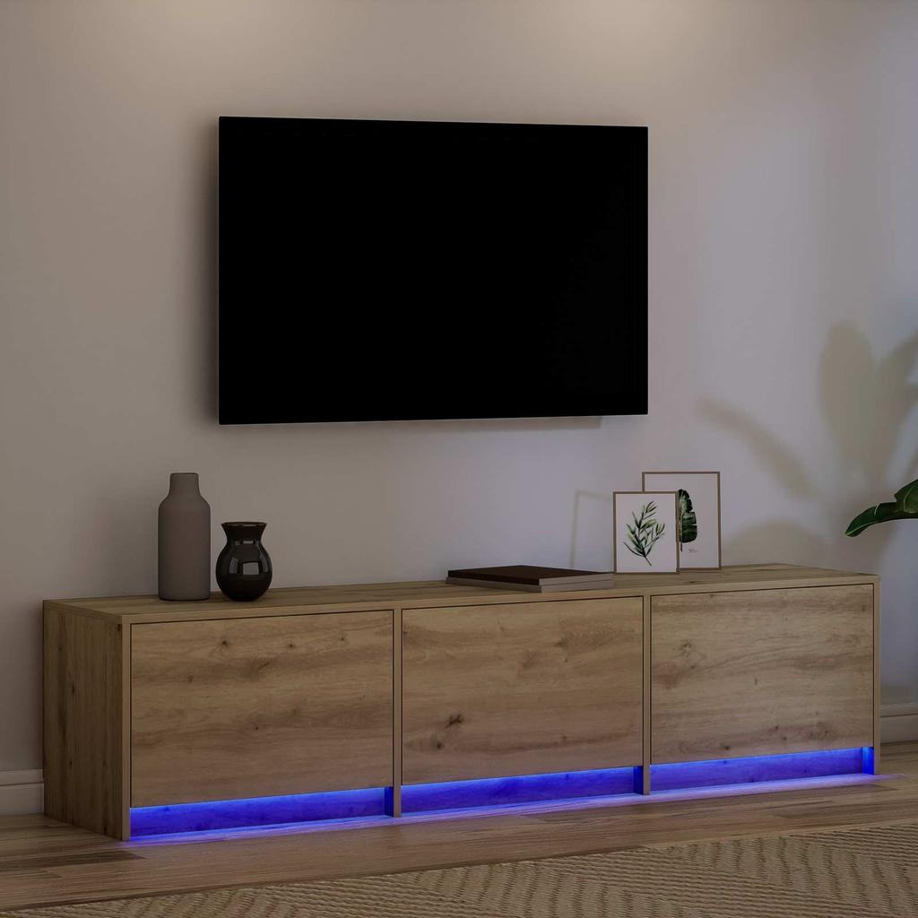 TV Cabinet with LED Artisan Oak Finish 165 x 34 x 40 cm Particleboard