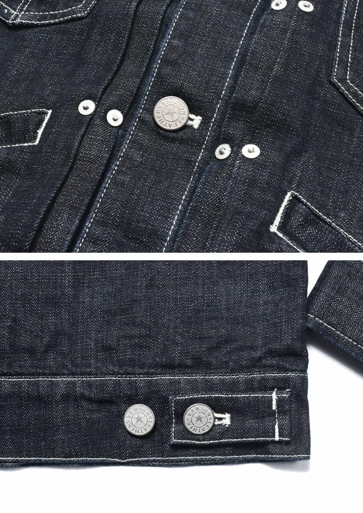 By Our Jeans Custom Design Logo Embroidery Patch Denim Jacket Dark Indigo [Banson] [Custom-ordered Store] & JFV-2302-INDIGO-B (JP, Alphabet, S, (B))