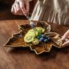 Japanese Retro Maple Leaf Plate Ceramic Plate Home Restaurant Specialty Plate Dim Sum Plate Vegetable Plate Special-Shaped Fruit Plate