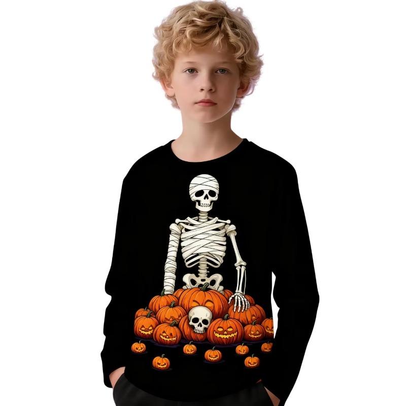 Summer Children's 3D Printed Long Sleeve T-Shirt Fashion Versatile Breathable Trend Casual