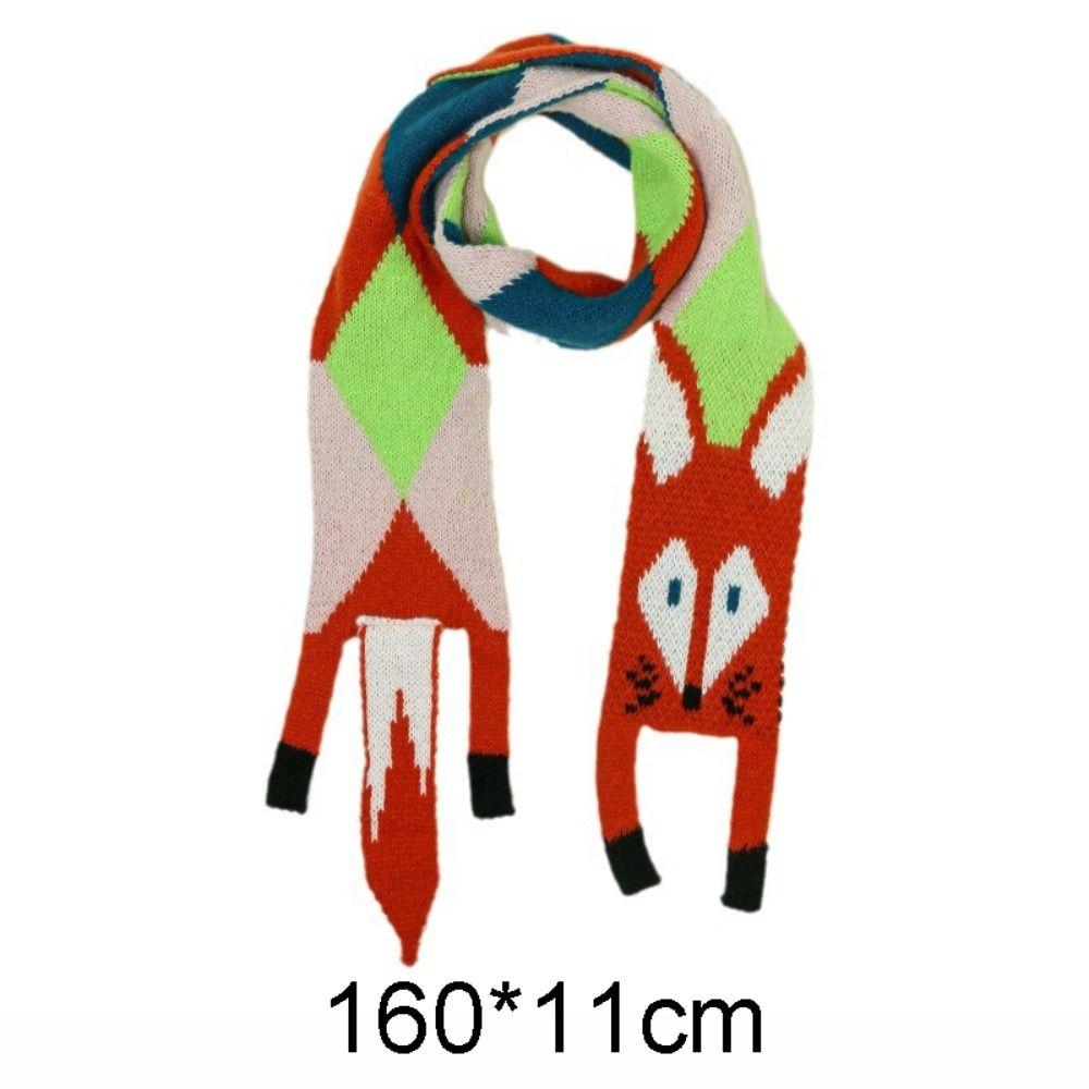 Versatile Japanese Style Knitted Scarf Animal Autumn Winter Cartoon Fox Scarf Imitation Cashmere Trendy Warm Shawl Wrap