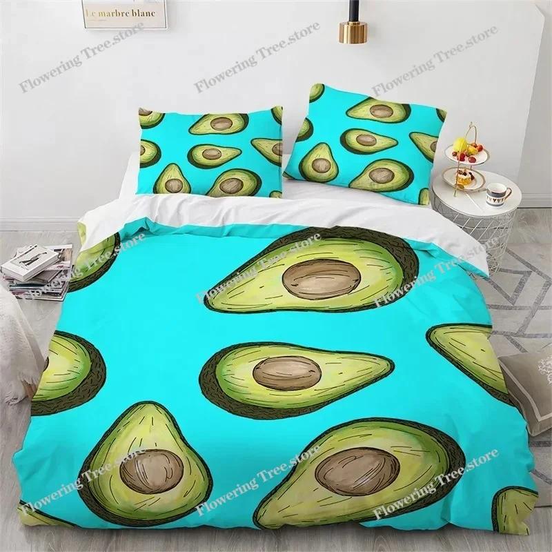 3D Avocado Bettbezug Mikrofaser Niedlich Frucht Bettdeckenbezug Cartoon Avocado Gesichter Bettwäscheset Full Für Kinder Jungen Mädchen Erwachsene