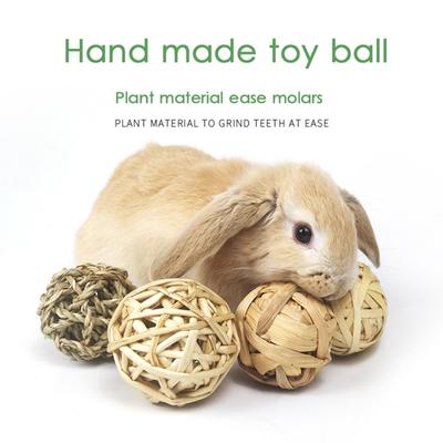 Rabbit Ball Toys Bunny Treats Toys For Teething Small Animal Chew Toys Grass Ball For Dwarf Hamster Rabbits Guinea Pigs Gerbils, 5 PCS
