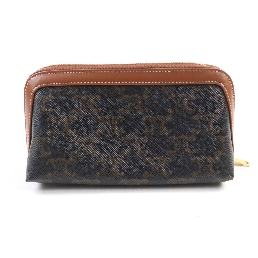 Excellent CELINE Cosmetics Pouch Cosmetic Lipstick Pouch Brown Leather Women 4M5032CZJ Used