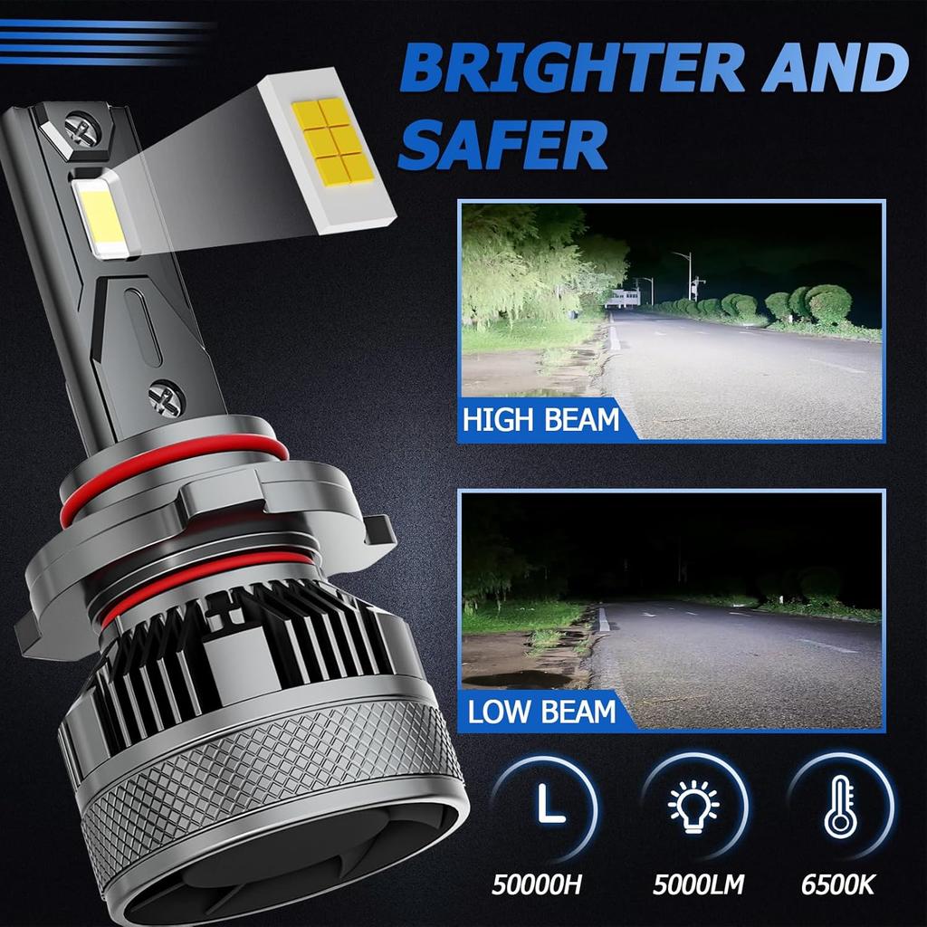 Fits For 1988-1998 Silverado High Low Beam Lights Bulbs Combo, 6000K White Plug-And-Play Super Bright Light Bulbs For Chevy Silverado GMC Sierra,