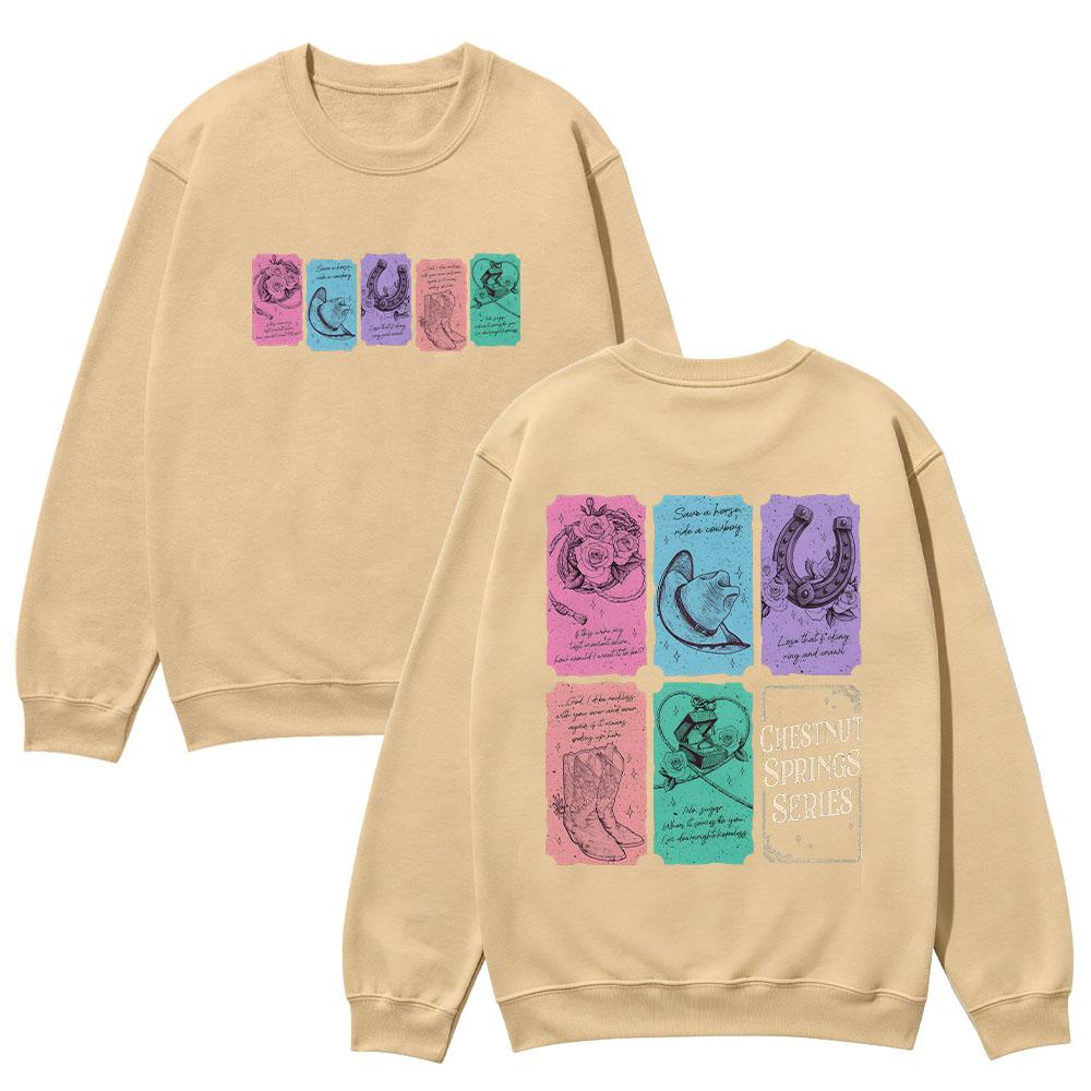 Chestnut Spring Series Sweatshirt Cowboy Romance Reader Club Pullover Bookish Cowgirl Top Book Lover Gift Unisex Oversize Clothe