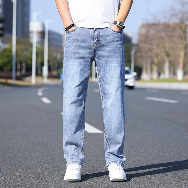 Men's Elastic Straight-Leg Jeans: Plus Velvet, Business Casual, Versatile for Autumn/Winter