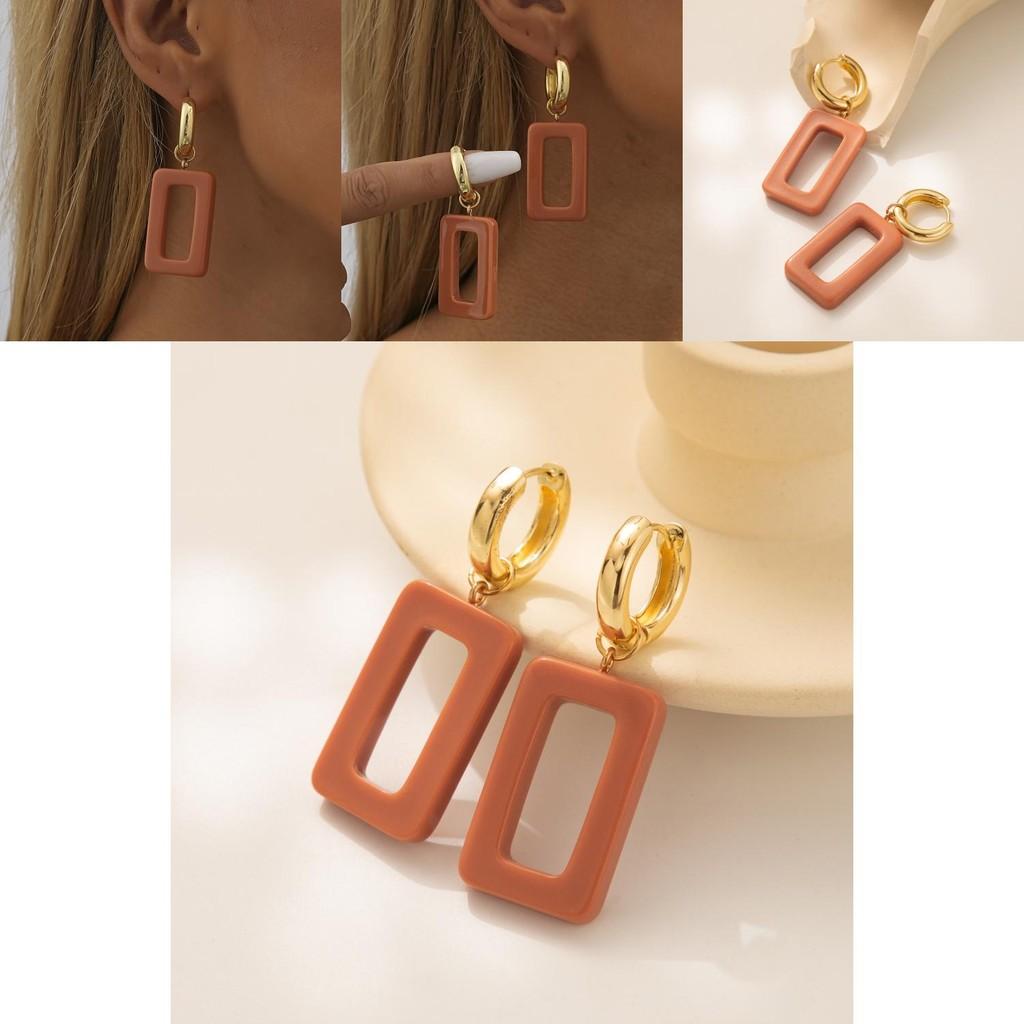 Chic Resin Square Earrings For Women 2023 Trendy Geometric Style