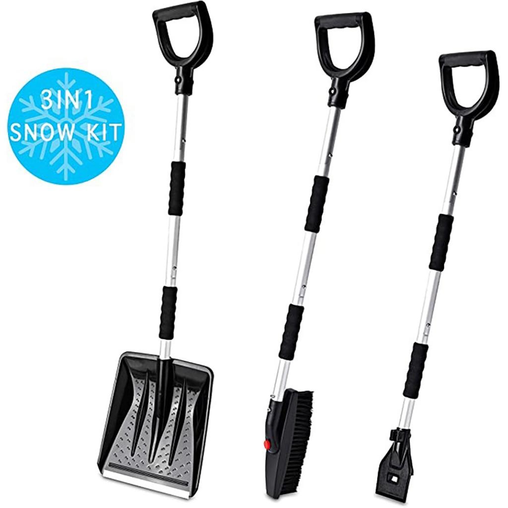 Snow Shovel Kit 3 In 1 Foldable Car Snow Shovel Set Portable Emergency Snow Remover Tools for Car