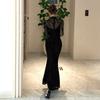 New Chinese Modified Cheongsam Black Mesh Dress Women's Autumn Sexy Slim Hip Wrap Dress 2026 Cheongsam Dress