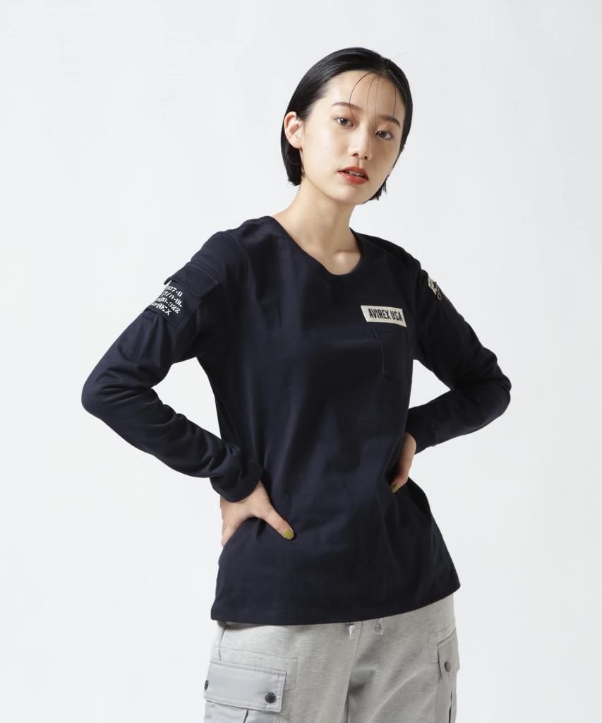 LONG SLEEVE FATIGUE Sleeve Fatigue L 120 Navy [Avirex] WOMEN'S T-SHIRT/Long T-Shirt Women's 783-2930602