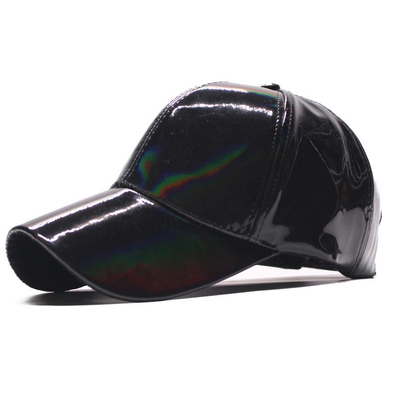 Colorful patent leather baseball cap, unisex street style shiny duckbill cap, suitable for outdoor sports and sun protection