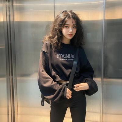 Women Long Sleeve O Neck Loose Pullovers Female Tops Solid Color Sweatshirts