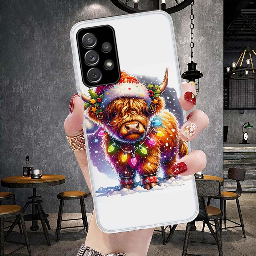 Cute Highland Cow Soft Phone Case For Samsung Galaxy A12 A22 A32 A52 A72 A02S A51 A50S A71 A70 A31 A20S Note 20 Ultra S10 A10S G
