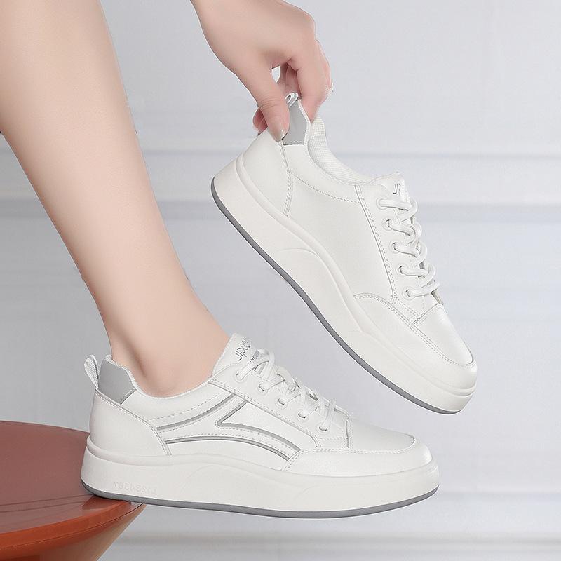 Miękkie Skórzane Sneakersy Damskie, Miękka Podeszwa, Nowe Buty Wiosenne i Jesienne, Lekkie Skórzane Sportowe Buty Casualowe