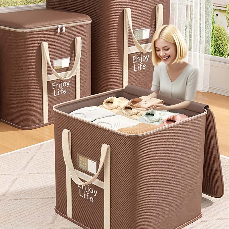 Faltbare Umzugs- und Aufbewahrungstaschen mit großem Fassungsvermögen und stabilen Griffen - Schwerlast-Stoff-Organizer für Kleidung, saisonale Bettwäsche, Garderobe, Studentenwohnheim, Umzug