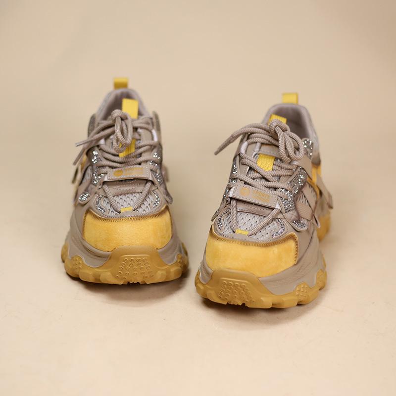 2025 Women's Autumn Dad Shoes - Stylish, Height-Increasing, Elegant European Design with Rhinestone Details