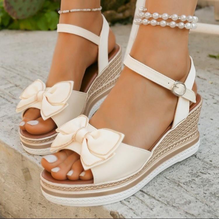 Fashion Women's Wedge Heeled Sandals Summer 2025 Fashion Chunky Platform Shoes Woman Plus Size Thick Bottom Ankle Strap Sandalias Mujer