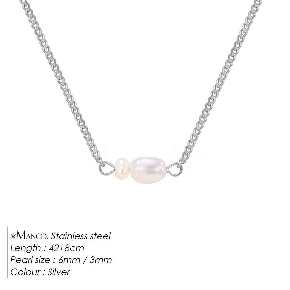 EMANCO Freshwater Pearls Pendant Necklace for Women Choker Necklaces Women Stainless Steel Necklace Fashion Jewelry