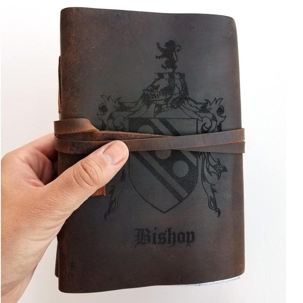 Engraved A5 Size Handmade Unruled Paper Diary with Strap Lock and Leather Cover Journal Office Planner Writing, 100 Pages