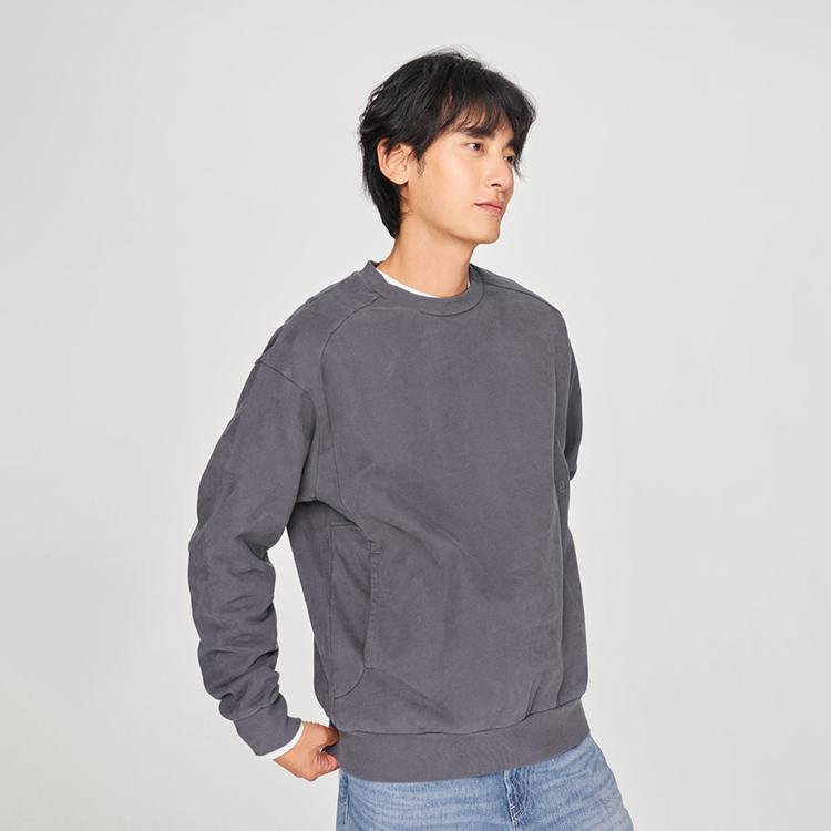 Lee Comfortable Round Neck Spliced Structural Design Versatile Sweatshirt Men Sweatshirt Iron-Gray LMT007822204573A05984