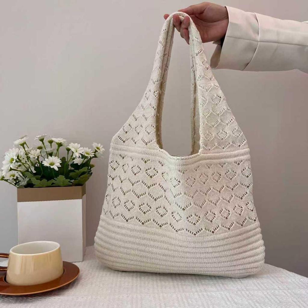 Handmade Woven Heart Tote Bag - Large Capacity Casual Beach Shoulder Bag