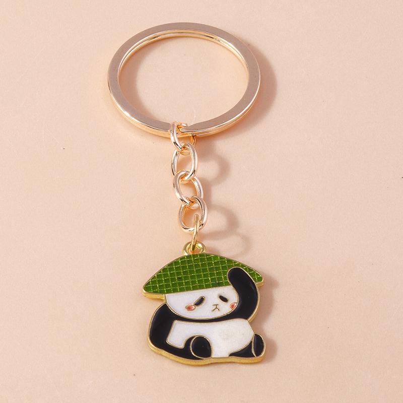 Cute Enamel Panda Keychain Cat Keyring Pendant for Car Key Holder Women Girls Handbag Accessories DIY Jewelry Gifts