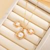 IF ME 3Pcs/Set Zircon Imitation Necklace Earring for Women Elegant Geometry Gold Color Jewelry Set Fashion Party Gift