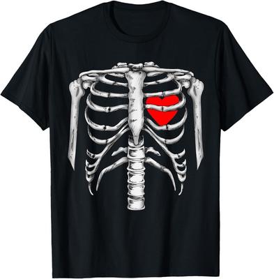 Skeleton Xray Rib Cage Heart Graphic Halloween Costume Tee Unisex T-Shirt