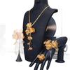 Exquisite 4-Piece Tassel Jewelry Set: Hollow Flower Necklace, Earrings, Bracelet & Ring