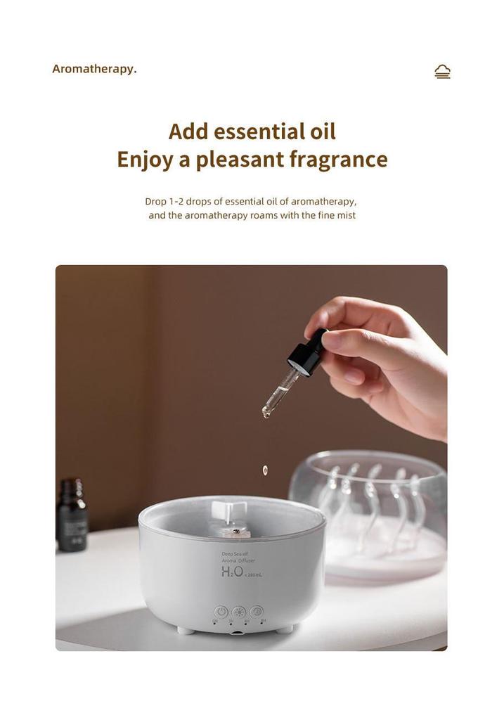 Creative Jellyfish Aroma Diffuser: Rotating Water Grass Humidifier with Essential Oil & Fragrance, Seven Color LEDs for Bedroom