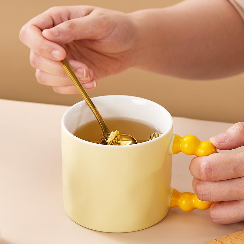 Ceramic Coffee Cup Pearl Handle Breakfast Milk Cup Office Home Baking Shop Dessert Milk Mug Office Afternoon Tea Coffee Cup