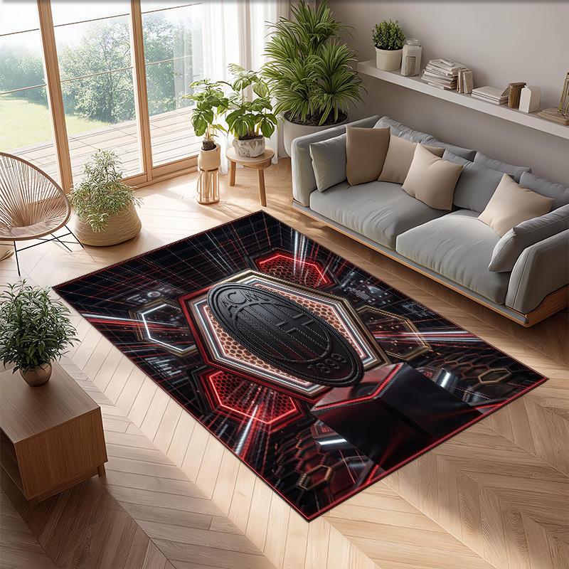 Tappeto in Flanella Stampato AC Milan Antiscivolo Morbido Poliestere Tappeto per Pavimento Tappetino Decorativo da Interno per Camera da Letto Soggiorno Divano Sala Giochi Decorazione Casa
