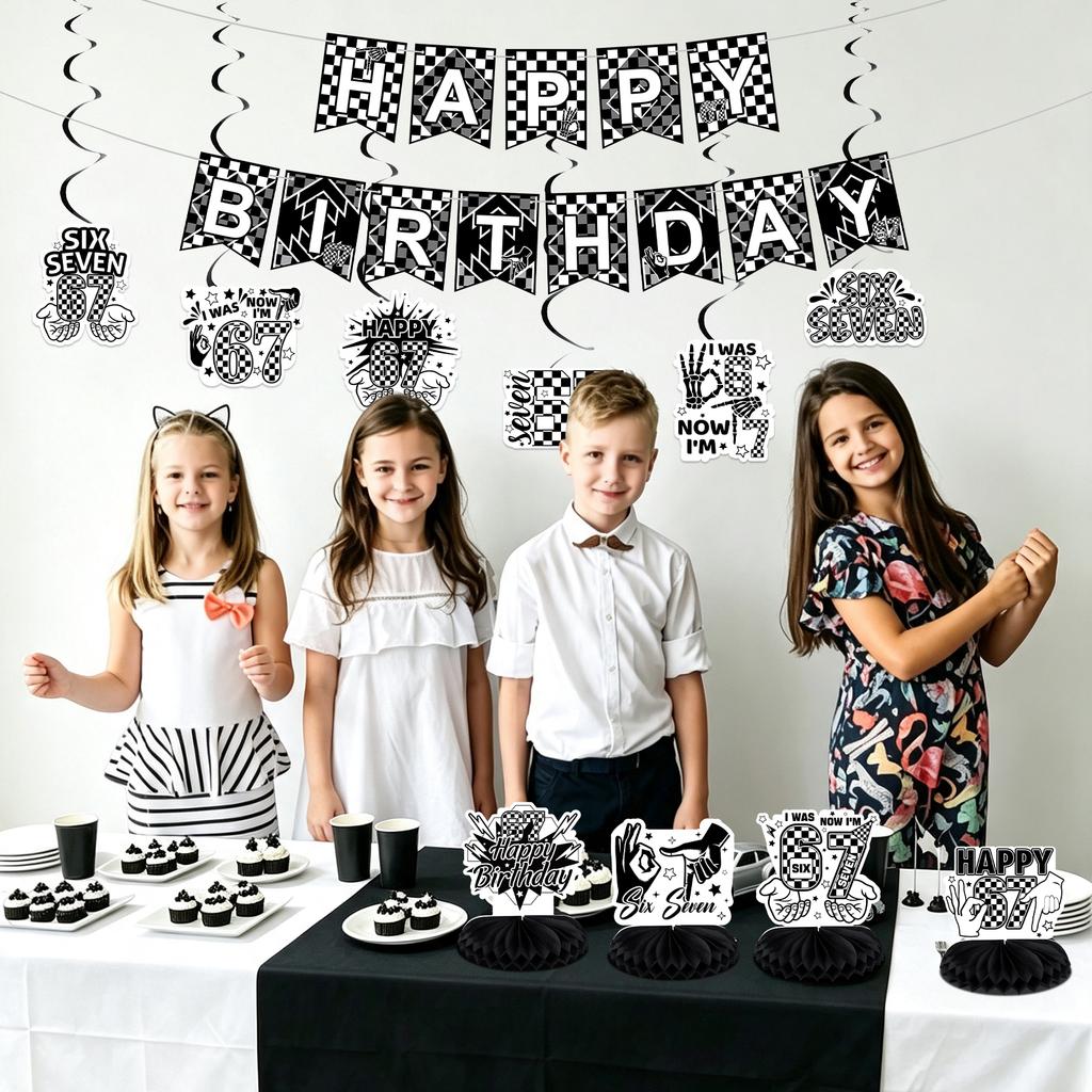 6 7 Geburtstagsdekorationen 11 Stück Sechs Sieben Thema Happy Birthday Dekorationen | Sechs Sieben Geburtstagsfeier Dekoration Lustig 6 7 Meme P