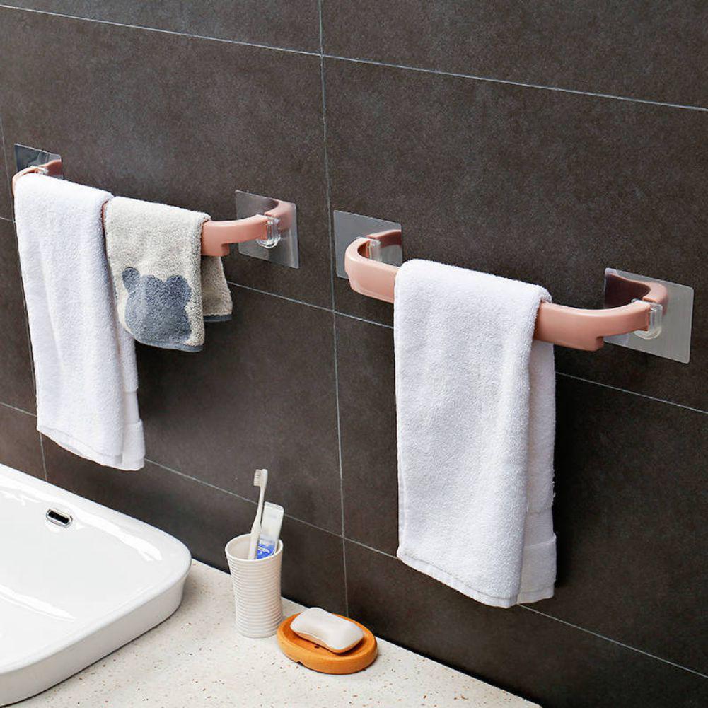 Multicolor Towel Wall Hanging Self-Adhesive Rod Hooking Holder No Drilling Towel Rag Rack Multi-Function Towel Storage Rack