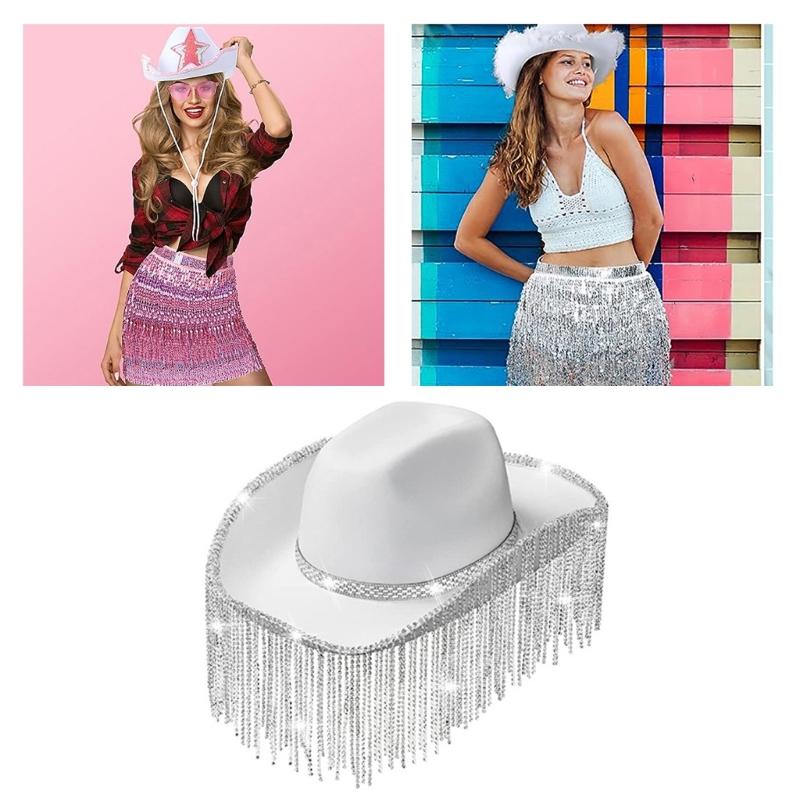 Carnival Rhinestone Cowboy Hat with Heart Sunglasses+Kerchief Set for Wedding