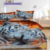 White Tiger Pattern Bedding Quilt Set Quilt Cover Pillowcase Home Decoration Birthday Gift (1 * Duvet Cover + 2 * Pillowcase, Without Core)