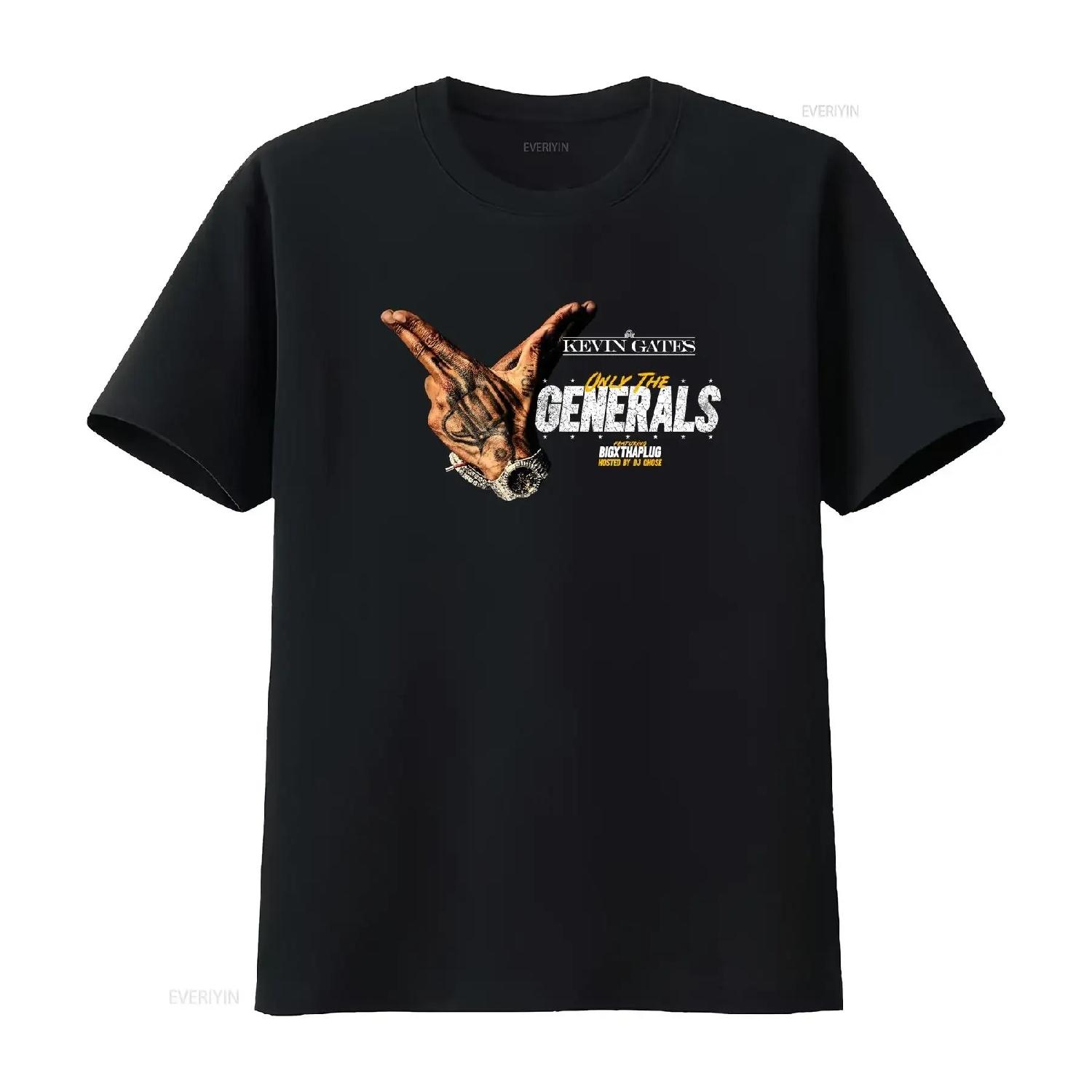Kevin Gates Merch T Shirt Only The Generals Tour 2023 Rapper Fan  vintage Washed graphic designer clothes Unisex S чёрный