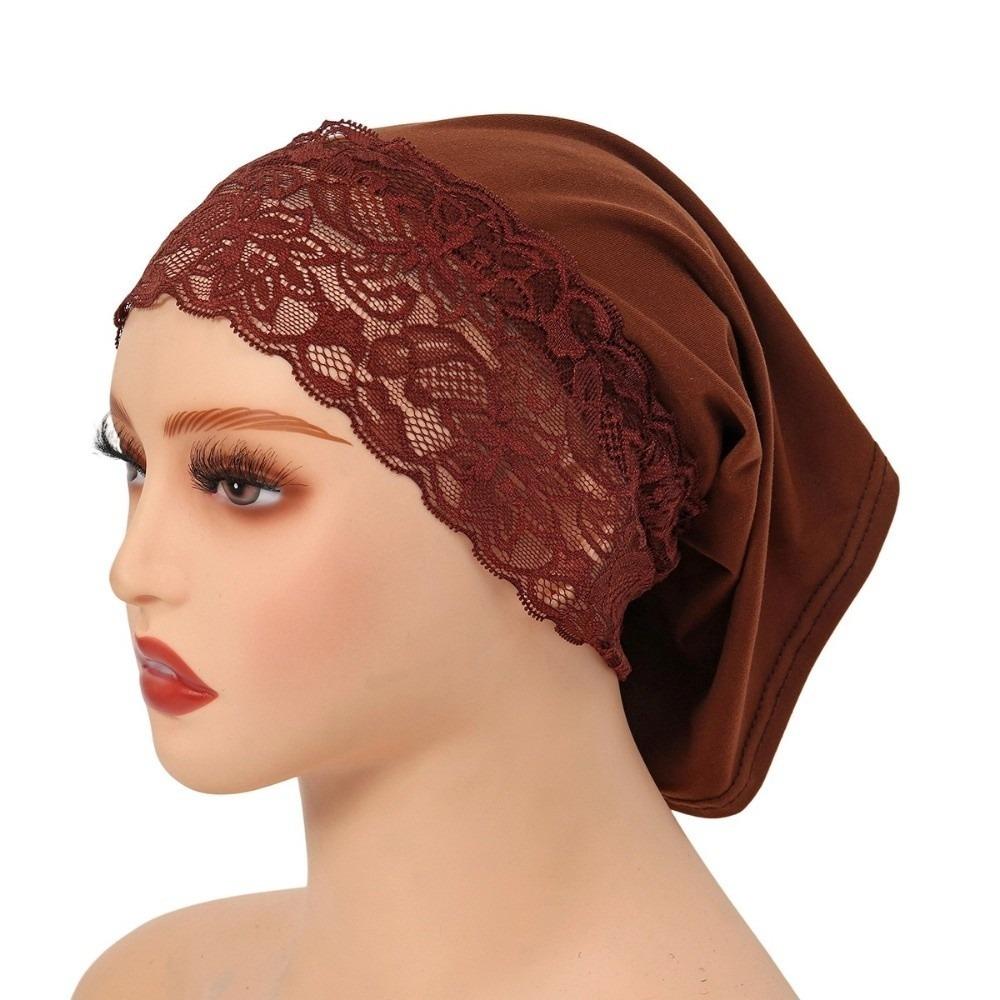 Solid Color Hijab Cap Elegant Undercap Comfortable Fit Pullover Hat  Women Headwear