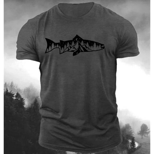 Vintage Herren T-Shirt 3D Schädel Fisch Druck Schreckliche Männer Kleidung Sommer Casual Kurzarm Straße Coole Tops Übergroße Sweatshirt