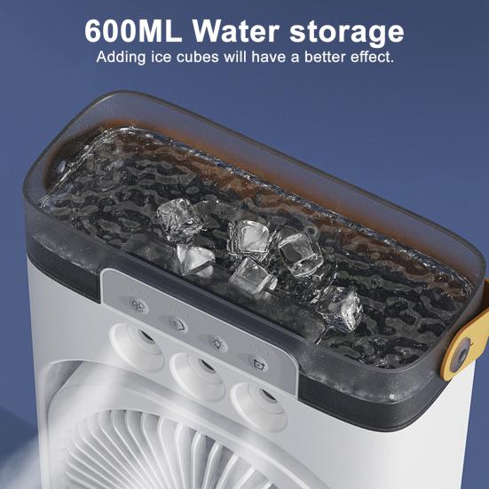 Portable Air Conditioner Desk Cooling Fan with Colorful Lights Strong Airflow Low Noise Table Spray Fan with Water Tank