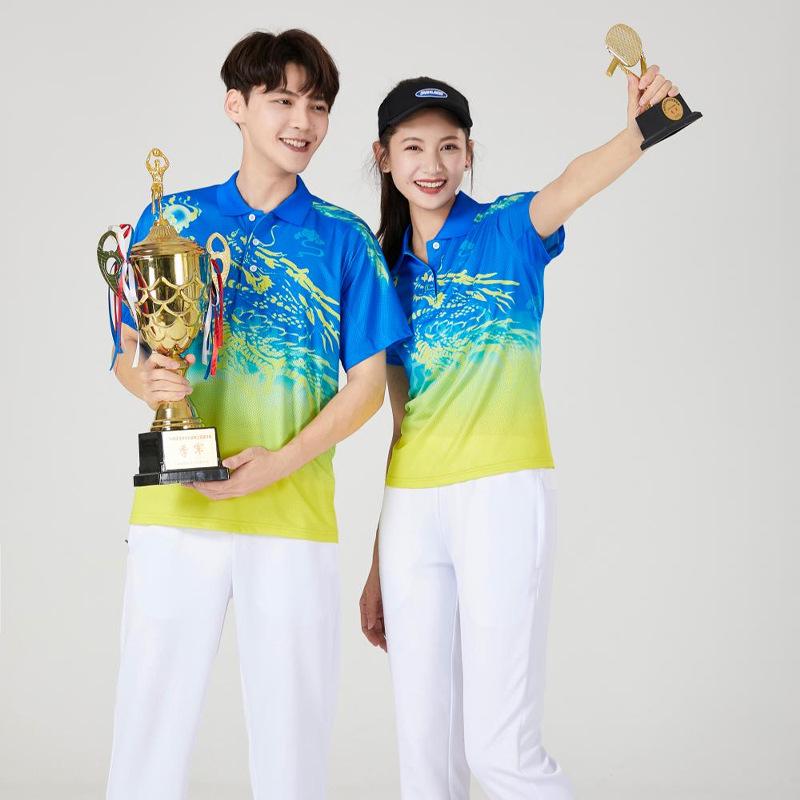 Quick-Dry Table Tennis & Badminton Clothing Set: Kids' Polo & Adult Short Sleeve