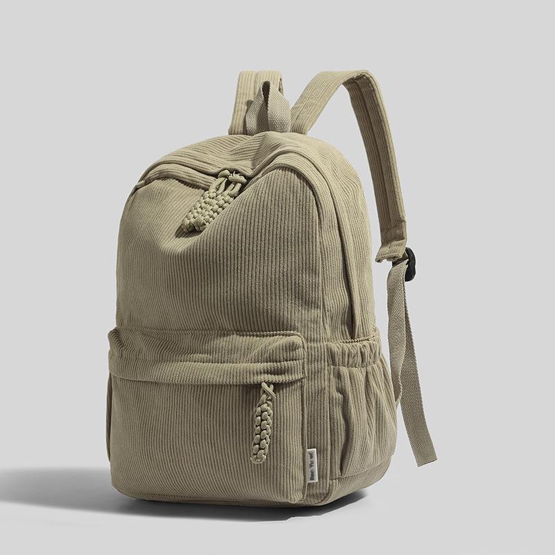 Neutral Corduroy Backpack Large Capacity Backpacks Stylish Versatile Color Optis Casual Daypack for Daily Use School or Travel