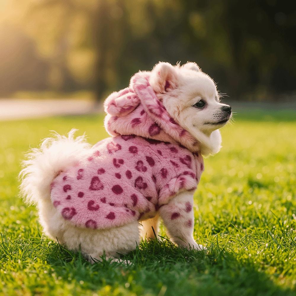 Fashion Leopard Print Dog Clothes Warm Fleece Teddy Dog Coat Jacket Thickened Pet Padded Coat Dog